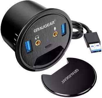 Graugear G-THUB-AU-60 USB 3.0 Tisch-Hub mit Audio- und Mikrofonanschluss (G-THUB-AU-60)