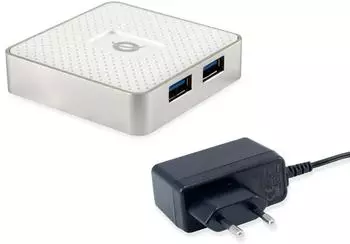 Conceptronic HUBBIES 4-Port USB 3.0 Hub mit Netzteil, 5Gbps, weiß (HUBBIES03W)