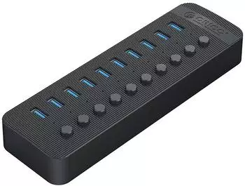Orico CT2U3-10AB USB-Hub 10-Port USB-A 3.0 mit Schaltern, schwarz (CT2U3-10AB)
