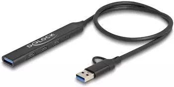 DeLock Slim USB-Hub 4-Port USB-C/USB-A zu 3x USB-C + 1x USB-A 5Gbps (64272)