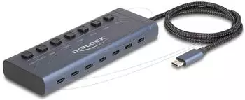 DeLock USB-Hub 5Gbps 7x USB Type-C, Metall, Nachtblau (63410)