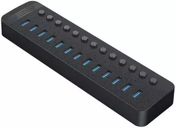 Orico CT2U3-13AB USB-A 3.0 Hub 13-Port mit Schaltern, schwarz (CT2U3-13AB)