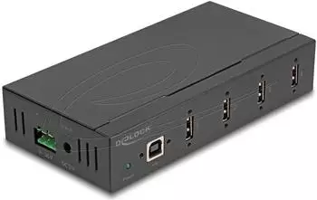DeLock Industrie Hub 4x USB 2.0 Typ-A, 15kV ESD-Schutz, Hutschienenbefestigung (60686)