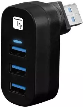 Techly Mini Hub 180° drehbar, 3x USB 3.0, schwarz (IUSB3-HUB3-ROTB)