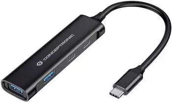 Conceptronic HUBBIES12B 4-Port USB 3.2 Gen 1 Hub, 2x USB-C & 2x USB-A, ohne Netzteil (HUBBIES12B)