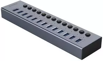 Orico BT2U3-13AB USB-A 3.0 Hub 13-Port mit Schaltern, grau (BT2U3-13AB)