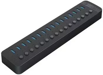 Orico CT2U3-16AB USB-A 3.0 Hub 16-Port mit Schaltern, schwarz (CT2U3-16AB)