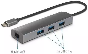 Renkforce Netzwerkadapter/Hub USB-C&reg; Gigabit-LAN, USB-A (RF-3374952)