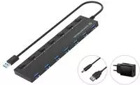 Conceptronic HUBBIES HUBBIES19BP - Hub - with 5V/3A power adapter, 90 cm cable,