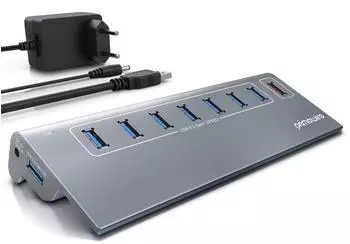 Primewire USB 3.2 Hub 8-Port mit Netzteil, Smart Charge, Alugeh&auml;use
