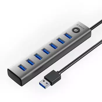 Orico CL7U-U3 USB-Hub 7× USB-A 3.0 + USB-C, Aluminium, grau (CL7U-U3)