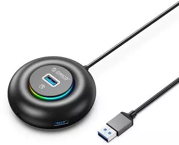 Orico YXR4-U3 RGB USB-Hub 4x USB-A 3.0, Audio/Mikrofon, 1,8m (YXR4-U3)