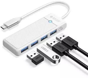Orico PAPW4A-C3 USB-Hub 4x USB-A 3.0, 1,8m, wei&szlig; (PAPW4A-C3)