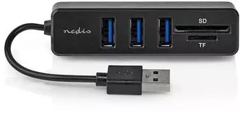 Nedis USB-Hub 4x USB 2.0 SD/MicroSD-Kartenleser Aluminium (CCGB60250BK01)