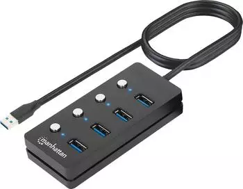 Manhattan 4-Port USB 3.0 Typ-A Hub, 5 Gbit/s, 1,5m Kabel (180887)