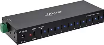 InLine USB 3.2 Gen.1 Industrie-Hub, USB-C, 10-Port, mit Netzteil (35396F)