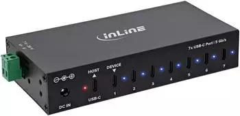 InLine Industrie-Hub USB 3.2 Gen.1, USB-C, 7-Port, mit Netzteil (35396E)
