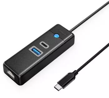 Orico PWCUR-C3 3-Port-USB-Hub USB-A/USB-C 3.0, RJ45 Gigabit Ethernet, 1,8m Kabel (PWCUR-C3)