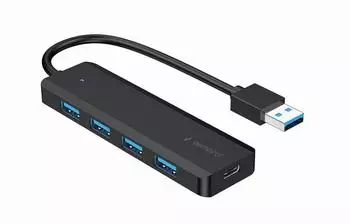 Gembird UHB-U3P4P-02 4-Port USB 3.1 Gen 1 Hub, Typ-C, schwarz (UHB-U3P4P-02)