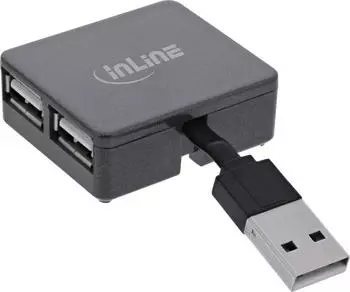 InLine USB 2.0 Hub 4-Port, quadratisch, Kabel 4cm, schwarz (33293L)