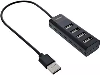 InLine USB 2.0 Hub 4-Port, schwarz, Kabel 30cm (33293H)