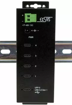 Exsys EX-1144HMVS USB-Hub USB 3.2 Gen 1 Type-C, schwarz, Metall (EX-1144HMVS)