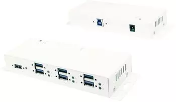 Exsys EX-1189HMVS-3W USB 3.2 Gen1 Hub 7-Port, wei&szlig;es Metall, &Uuml;berspannungsschutz (EX-1189HMVS-3W)