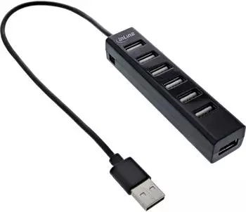 InLine USB 2.0 Hub 7-Port, schwarz, mit 1m USB-DC-Kabel (33293D)