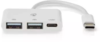 Nedis USB-C Hub 2.0, 2x USB-A & 1x USB-C, 480Mbps, weiß (CCGB64785WT01)