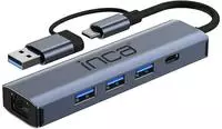 INCA IUTP-5T USB/Typ-C-Hub &ndash; Aluminiumgeh&auml;use, 3X USB 3.0 + Type-C + Ethernet