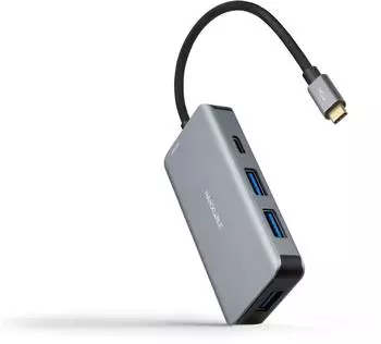 Nanocable USB-C Hub 3x USB-A, 2x USB-C, PD 100W, grau (10.16.1005)