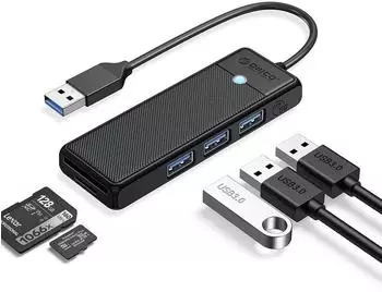 Orico PAPW3AT-U3 USB-Hub 4-Port (3x USB-A 3.0) mit microSD-/SD-Kartenleser (PAPW3AT-U3)
