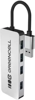 GreenCell USB-Hub 4-Port USB-A 3.0 5Gbps silber (HUB-GC-A4A)
