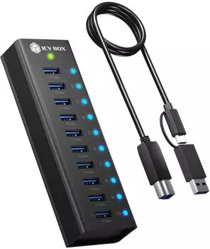 Raidsonic Icy Box IB-AC6110A Hub 10-Port USB 3.2 mit Ladeanschluss (IB-AC6110A)