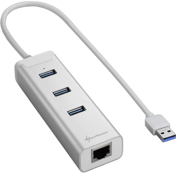 Sharkoon 3 Port USB 3.0 Hub Gigabit Ethernet silber