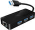 Raidsonic Icy Box 3 Port USB 3.0 Hub Gigabit Ethernet (IB-AC517)