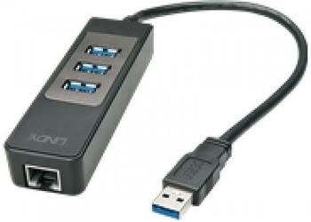 Lindy 3 Port USB 3.1 - RJ45 Hub (43176)