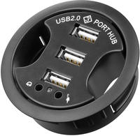 Goobay 3-fach USB 2.0 Hi-Speed Einbau-HUB/Verteiler + Audio - zum Einbau in 60 mm