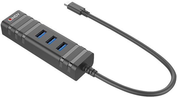 Lindy 3 Port USB 3.0 Hub + Gigabit Ethernet (43249)
