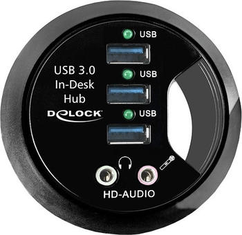 DeLock Tisch-Hub 3 Port USB 3.0 + HD-Audio