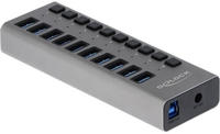 Delock 63670 USB-Hub 10 Port USB-A USB 3.1 Gen1 5 GBit/s mit USB-C&reg; Stecker Grau
