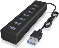 ICY BOX USB 3.0 zu 7-Port USB 3.0 Type-A Hub, Alu-Geh&auml;use, Netzteil 5V/3A