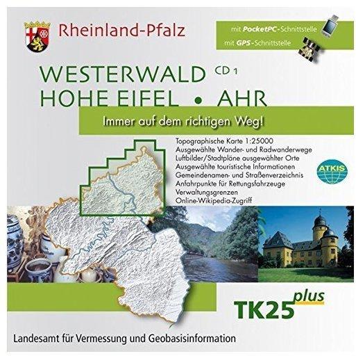 Rheinland-Pfalz, 1 CD-ROM Westerwald, Hohe Eifel, Ahr. Für Windows 98/ME/NT4.0/2000/XP/Vista. 1 : 25.000
