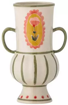 Bloomingville Odina floral pattern flower vase 21 cm green