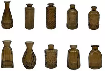 Relaxdays Vintage textured mini vase 14.7 cm brown