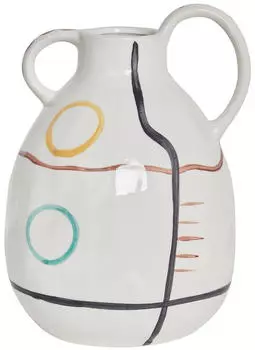 Beliani Decorative flower vase with handle 28 cm white