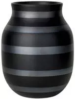 K&Auml;HLER Omaggio Vase 20 cm schwarz, Keramikvase mit handbemalten Streifen,...