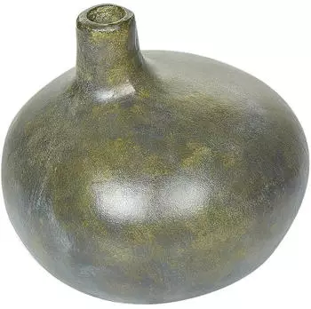 Beliani Lacquered aged-effect decorative vase 18 cm grey and gold