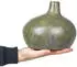 Beliani Lacquered aged-effect decorative vase 18 cm grey and gold