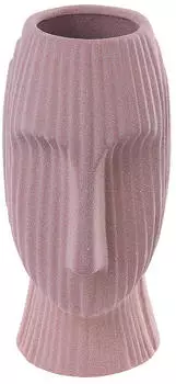 Beliani Blumenvase Pallini Steinzeug 24 cm Pfirsichrosa